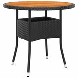 Vidaxl tuintafel ø80x75 cm acaciahout en poly rattan zwart