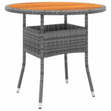 Vidaxl tuintafel ø80x75 cm acaciahout en poly rattan grijs