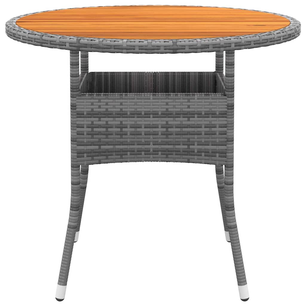 Vidaxl tuintafel ø80x75 cm acaciahout en poly rattan grijs