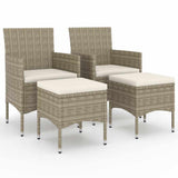 Vidaxl 4-delige tuinstoelen- en voetenbankenset poly rattan beige