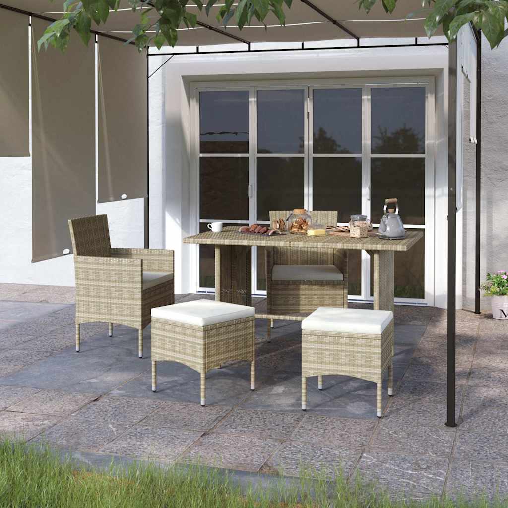 Vidaxl 4-delige tuinstoelen- en voetenbankenset poly rattan beige