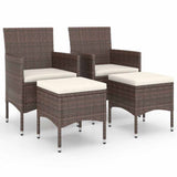 Vidaxl 4-delige tuinstoelen- en voetenbankenset poly rattan bruin