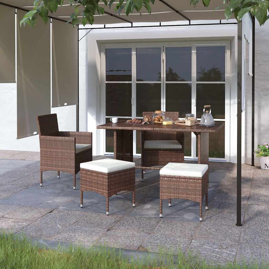 Vidaxl 4-delige tuinstoelen- en voetenbankenset poly rattan bruin
