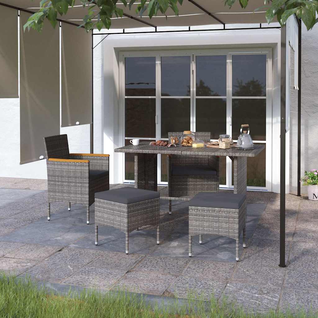 Vidaxl 4-delige tuinstoelen- en voetenbankenset poly rattan grijs