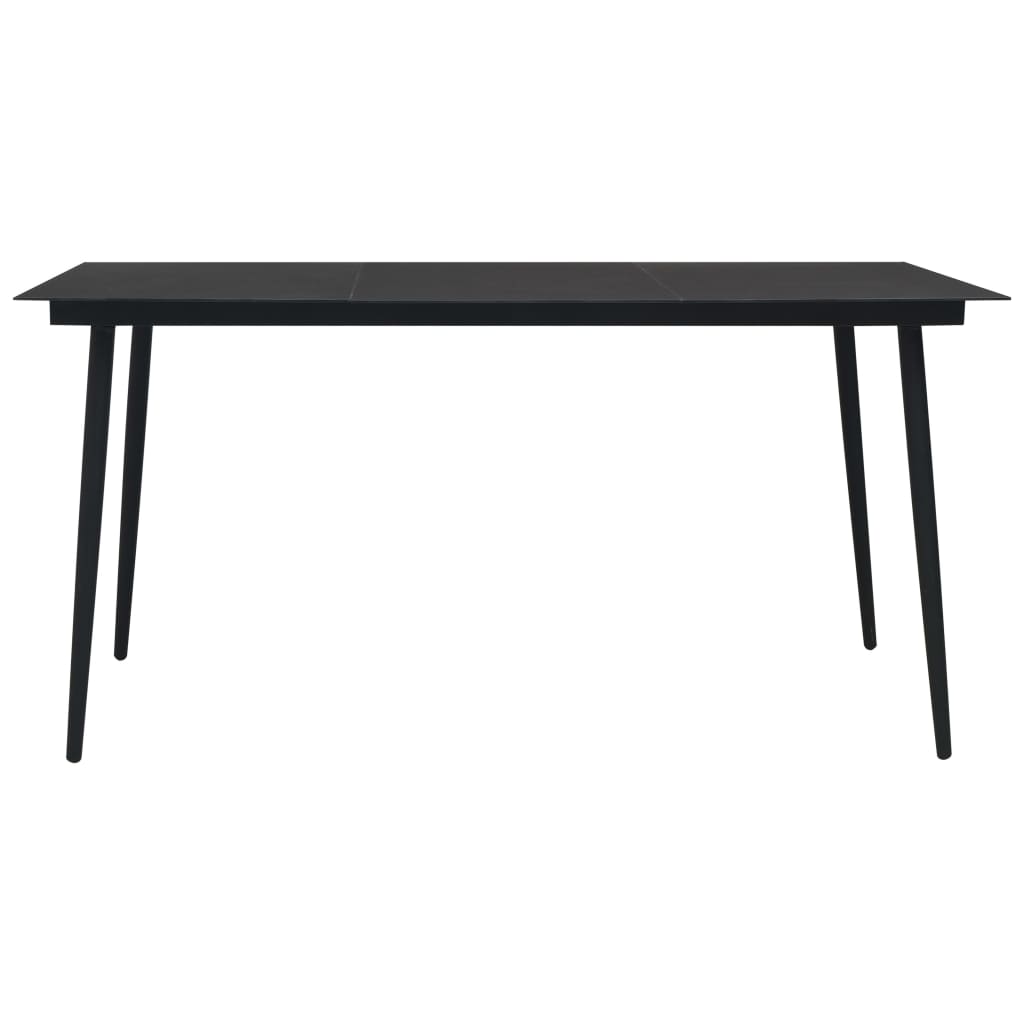 Vidaxl tuintafel 150x80x74 cm staal en glas zwart