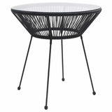 Vidaxl tuintafel ø70x74 cm rattan en glas zwart
