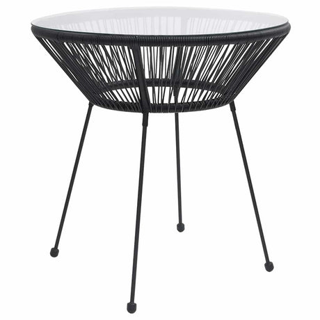 Vidaxl tuintafel ø70x74 cm rattan en glas zwart