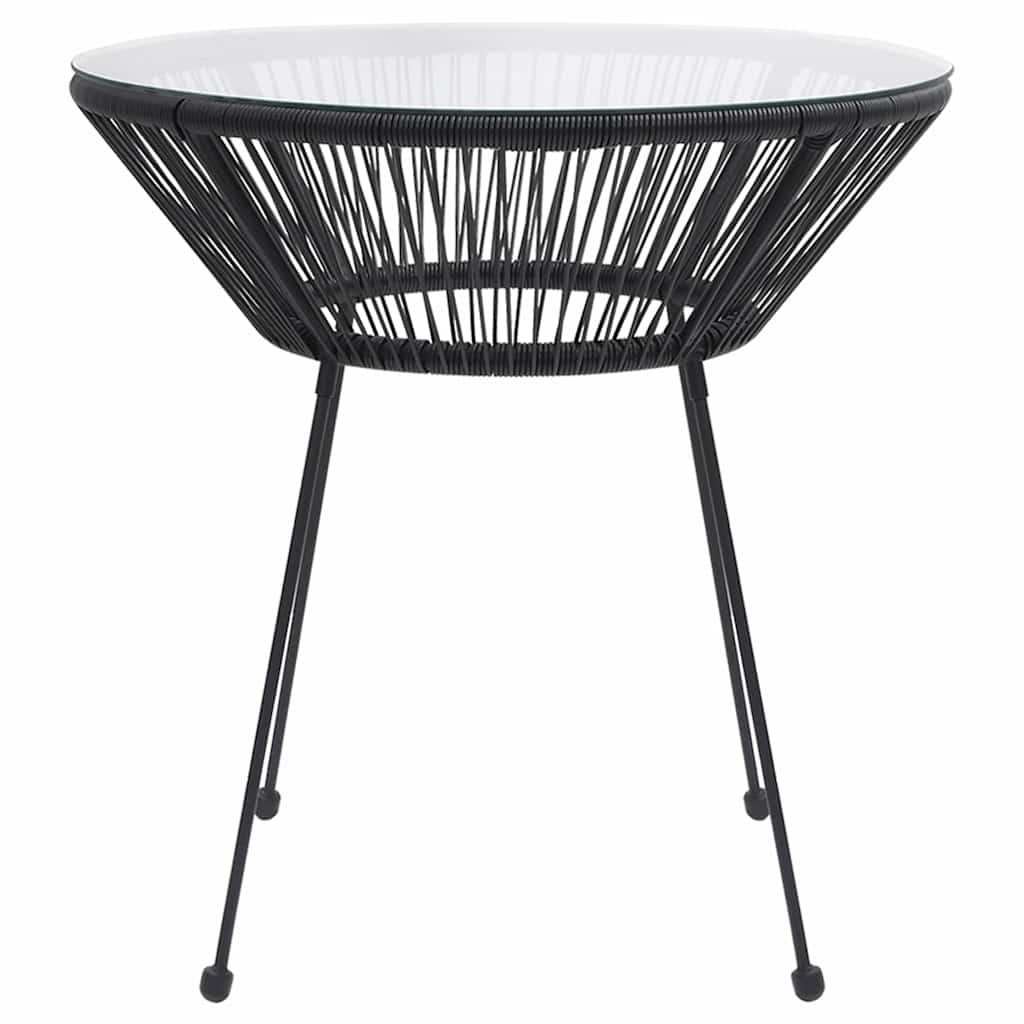 Vidaxl tuintafel ø70x74 cm rattan en glas zwart