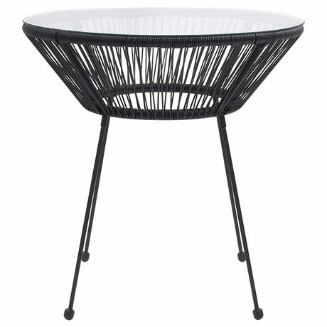 Vidaxl tuintafel ø70x74 cm rattan en glas zwart