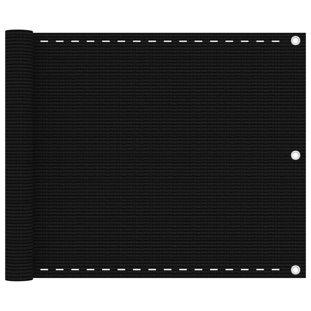 Écran de balcon Vidaxl 75x500 cm Black HDPE