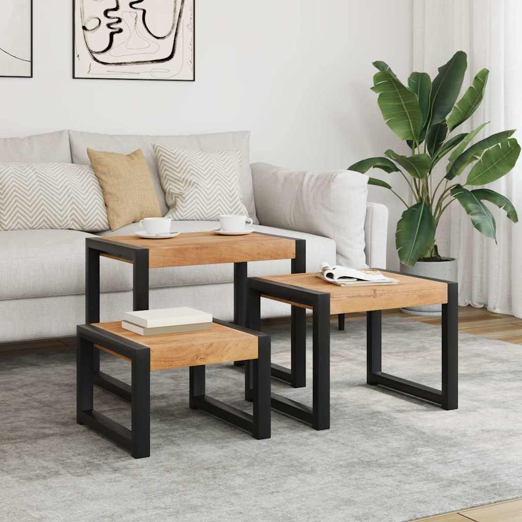 Vidaxl tafeltjesset 3 st massief hout