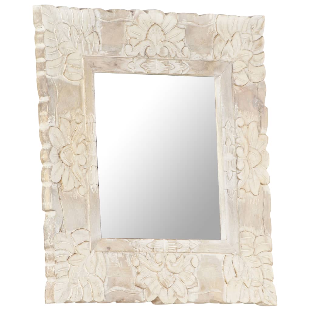 Vidaxl Mirror 50x50 cm Festes Mangoholz weiß