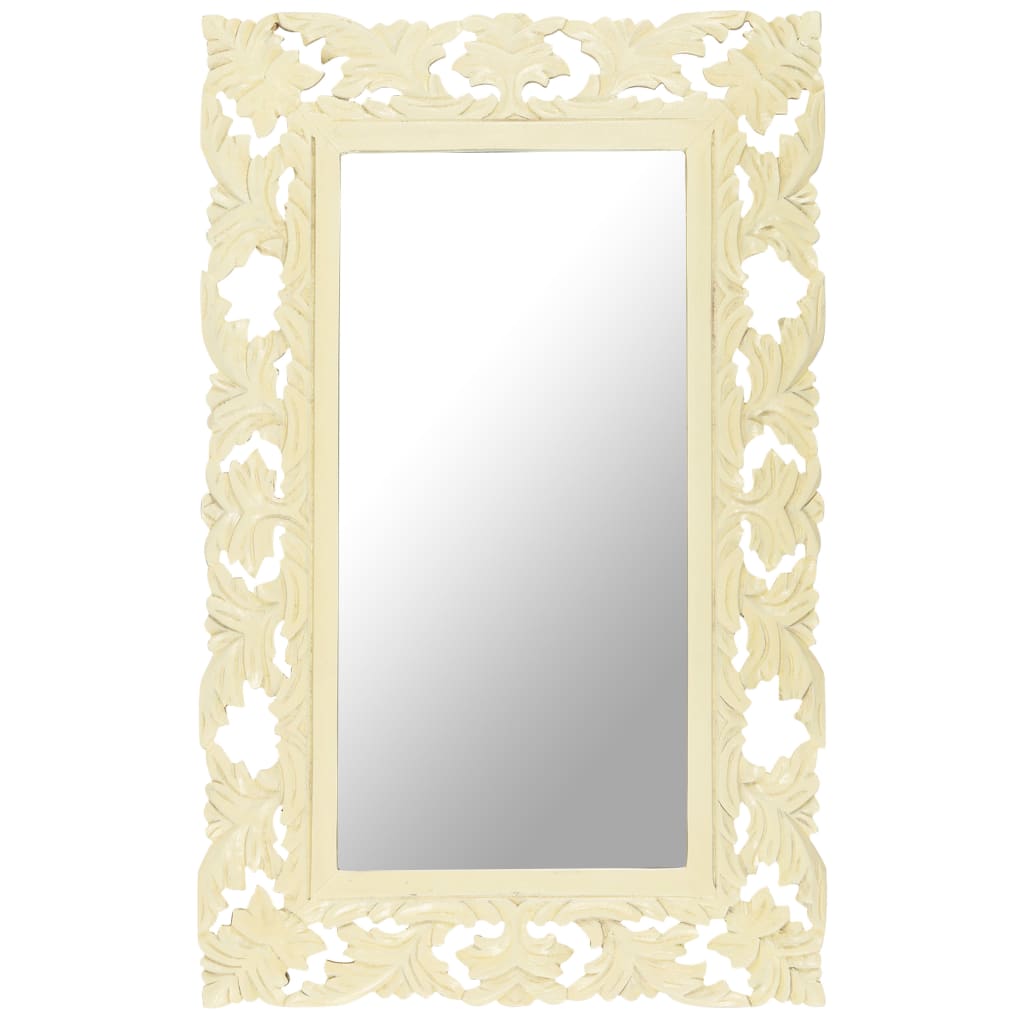 Vidaxl Mirror Hand -cort 80x50 cm de mangowood sólido blanco