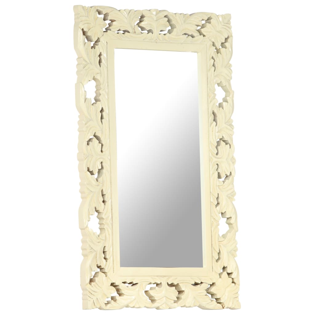 Vidaxl Mirror Hand -Cut 80x50 cm solid mangovood biały