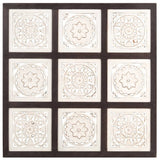 Panel de pared Vidaxl Hand -cort 60x60x1.5 cm Mdf marrón y blanco