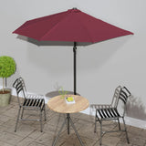 Vidaxl Balcón Parasol Medio polo de aluminio 270x144x222 cm Burdeos rojo