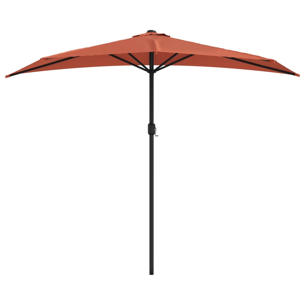 Vidaxl Balcony Parasol metà con polo in alluminio 270x144x222 cm Terracotta