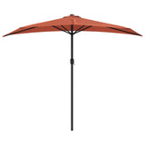 Vidaxl Balcony Parasol metà con polo in alluminio 270x144x222 cm Terracotta