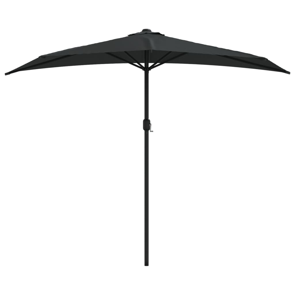 Balkon vidaxl Parasol polovica z aluminijastim drogom 270x144x222 cm črna