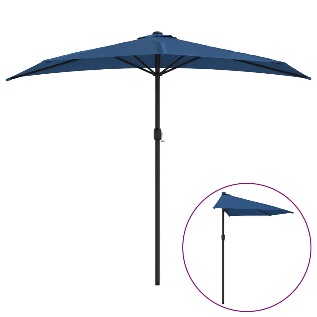 Vidaxl Balcony parasol Half with aluminum pole 270x144x222 cm blue