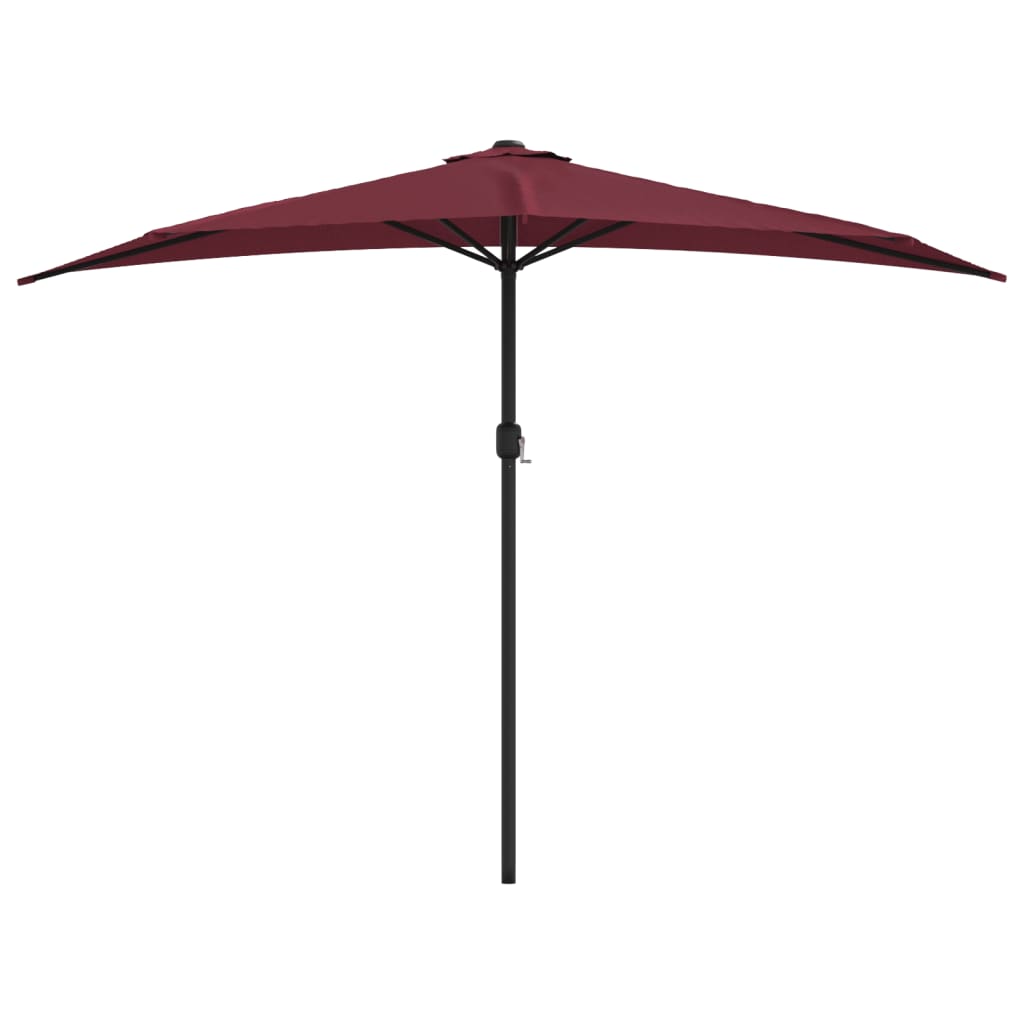 Vidaxl balkon parasol pół bieguna aluminiowego 300x155x223 cm Burgundii czerwony