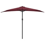 Vidaxl balkon parasol pół bieguna aluminiowego 300x155x223 cm Burgundii czerwony