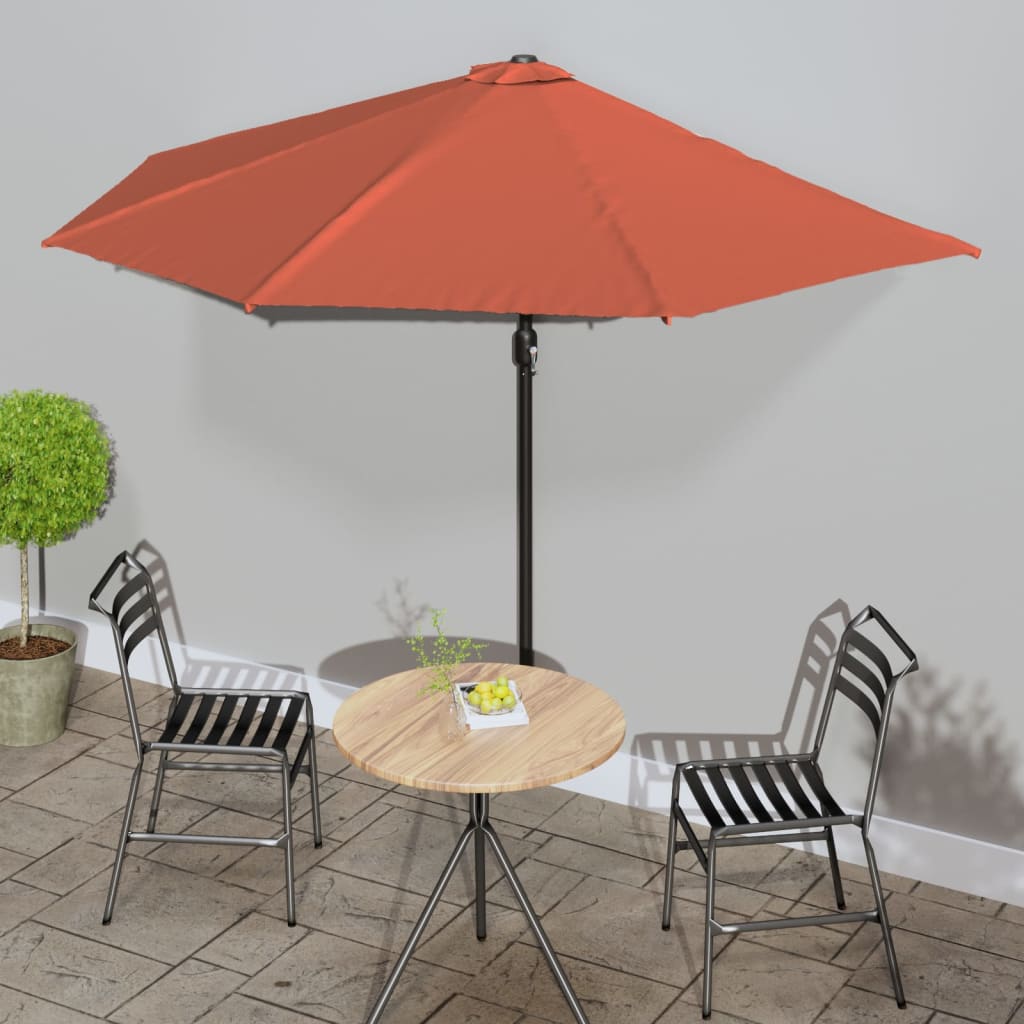 BIDAXL BALCONY PARASOL HALV MED ALUMINUM POLE 300X155X223 CM TERRACOTTA