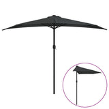 Vidaxl balkonparasol halvt med aluminiumstang 300x155x223 cm sort