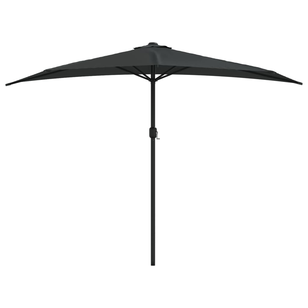 Vidaxl balcon parasol moitié avec poteau en aluminium 300x155x223 cm noir