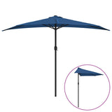 Vidaxl balcon parasol moitié avec poteau en aluminium 300x155x223 cm bleu