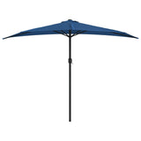 Vidaxl balcon parasol moitié avec poteau en aluminium 300x155x223 cm bleu