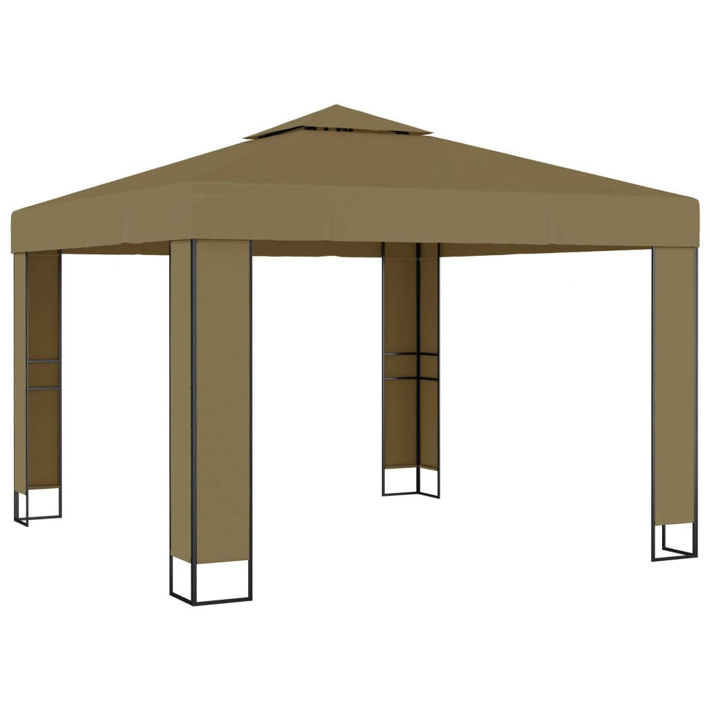 Vidaxl prieel met dubbel dak 180 g m² 3x3x2,7 m taupe