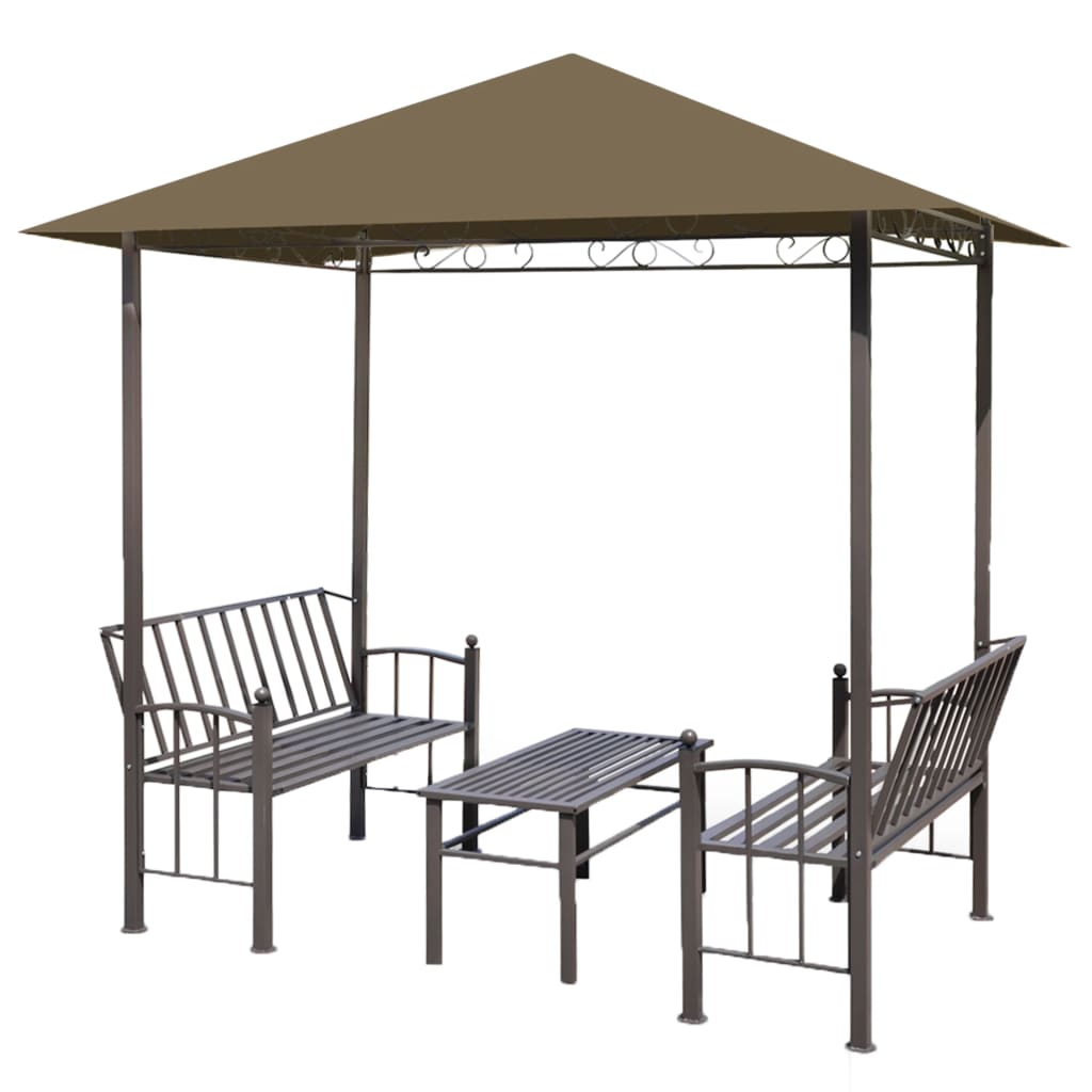 Vidaxl Gartenpavillon mit Tisch und Bänken 180 g m² 2,5 x 1,5 x 2,4 m Taupe