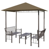 Vidaxl Garden Pavilion z stołem i ławkami 180 g m² 2,5x1,5x2,4 m Taupe