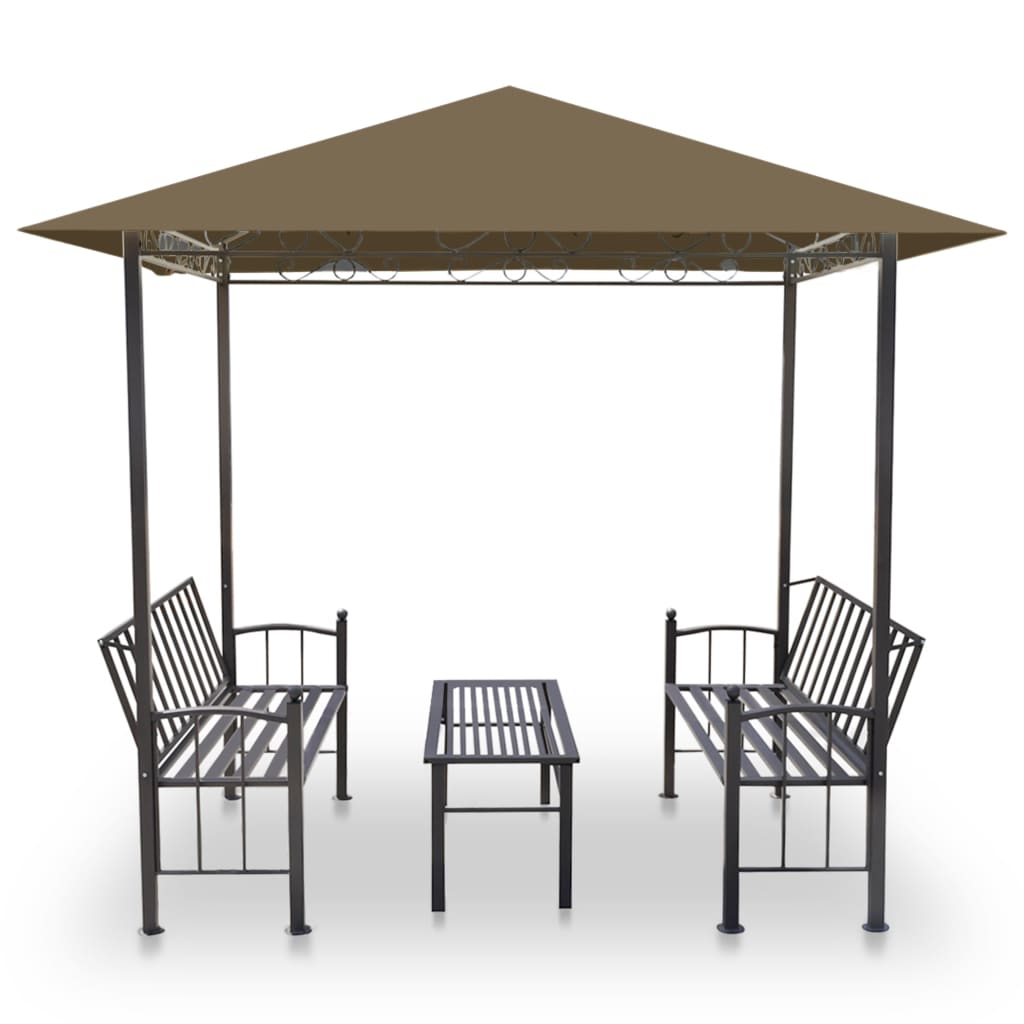 Vidaxl garden pavilion with table and benches 180 g m² 2.5x1.5x2.4 m taupe