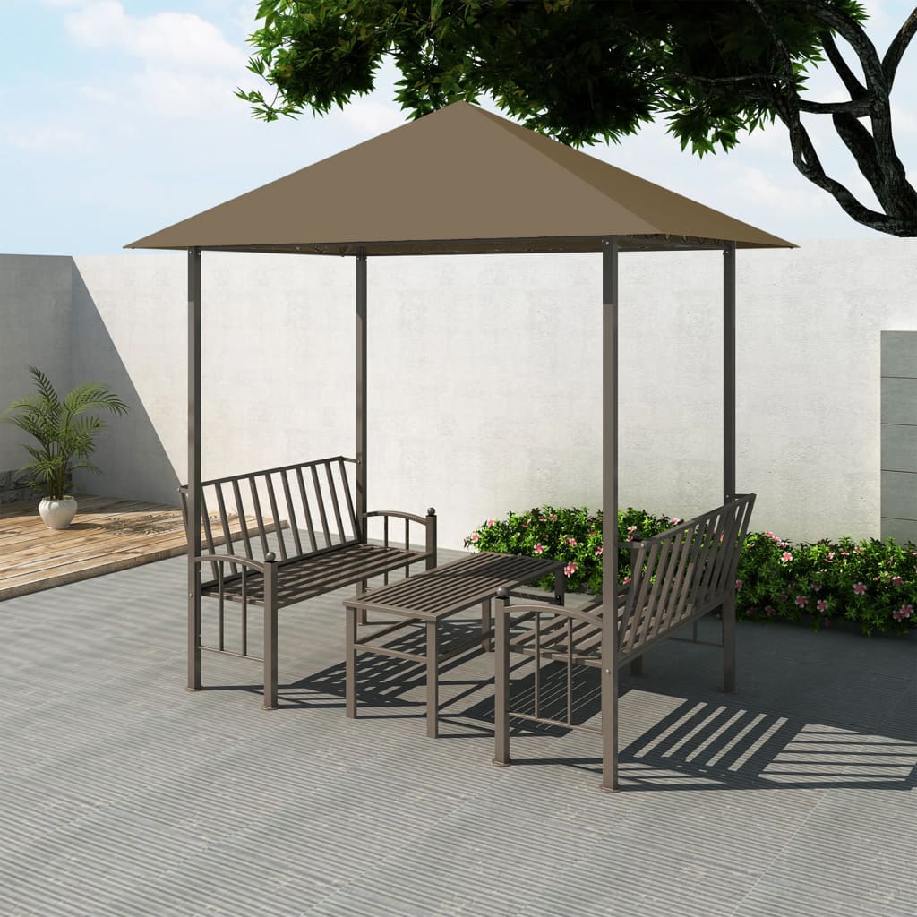 Vidaxl Gartenpavillon mit Tisch und Bänken 180 g m² 2,5 x 1,5 x 2,4 m Taupe