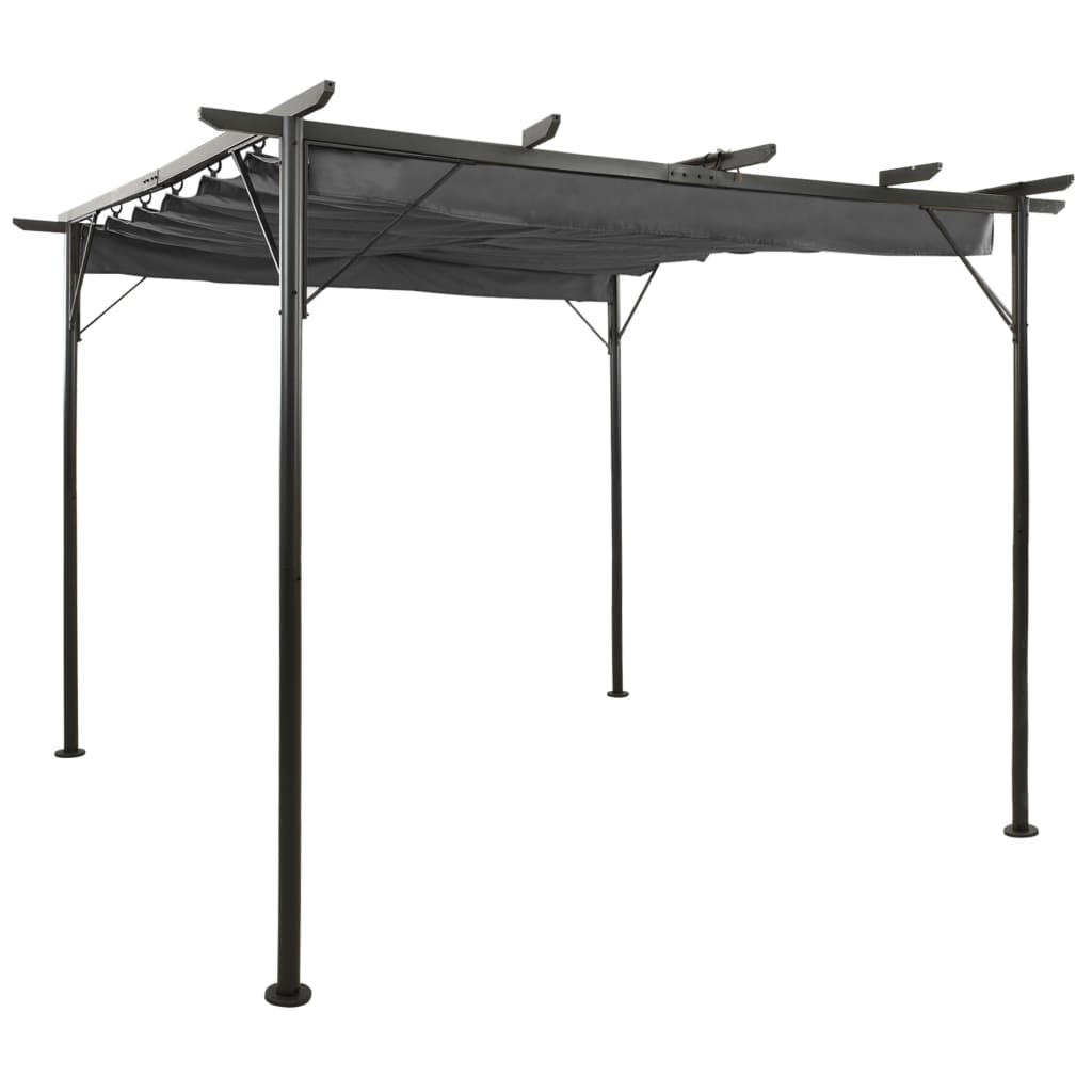 VidaXL Pergola met uittrekbaar dak 180 g m² 3x3 m staal antracietkleur