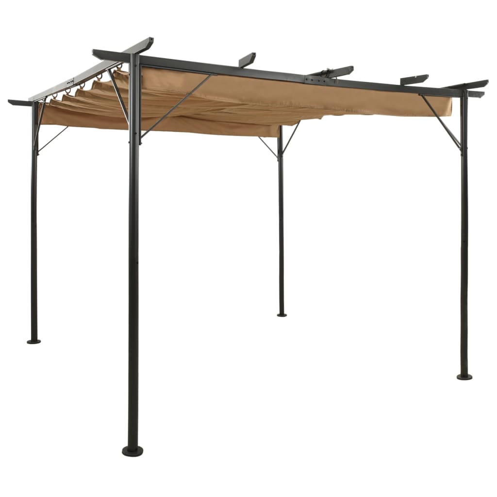 Vidaxl Pergola with extendable roof 180 g m² 3x3 m steel taupe