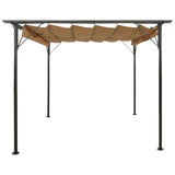 Vidaxl pergola med utdragbart tak 180 g m² 3x3 m stål taupe