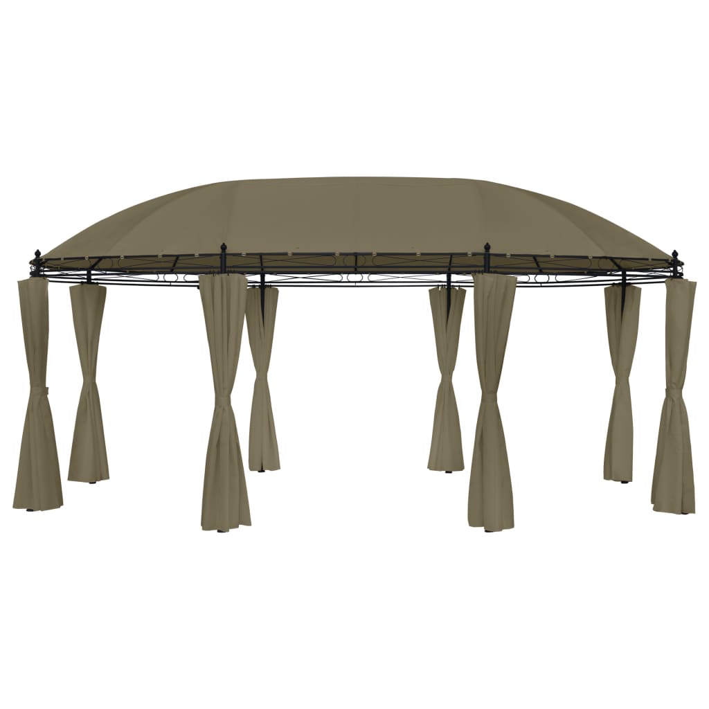 VidaXL Prieel met gordijnen 180 g m² 520x349x255 cm taupe