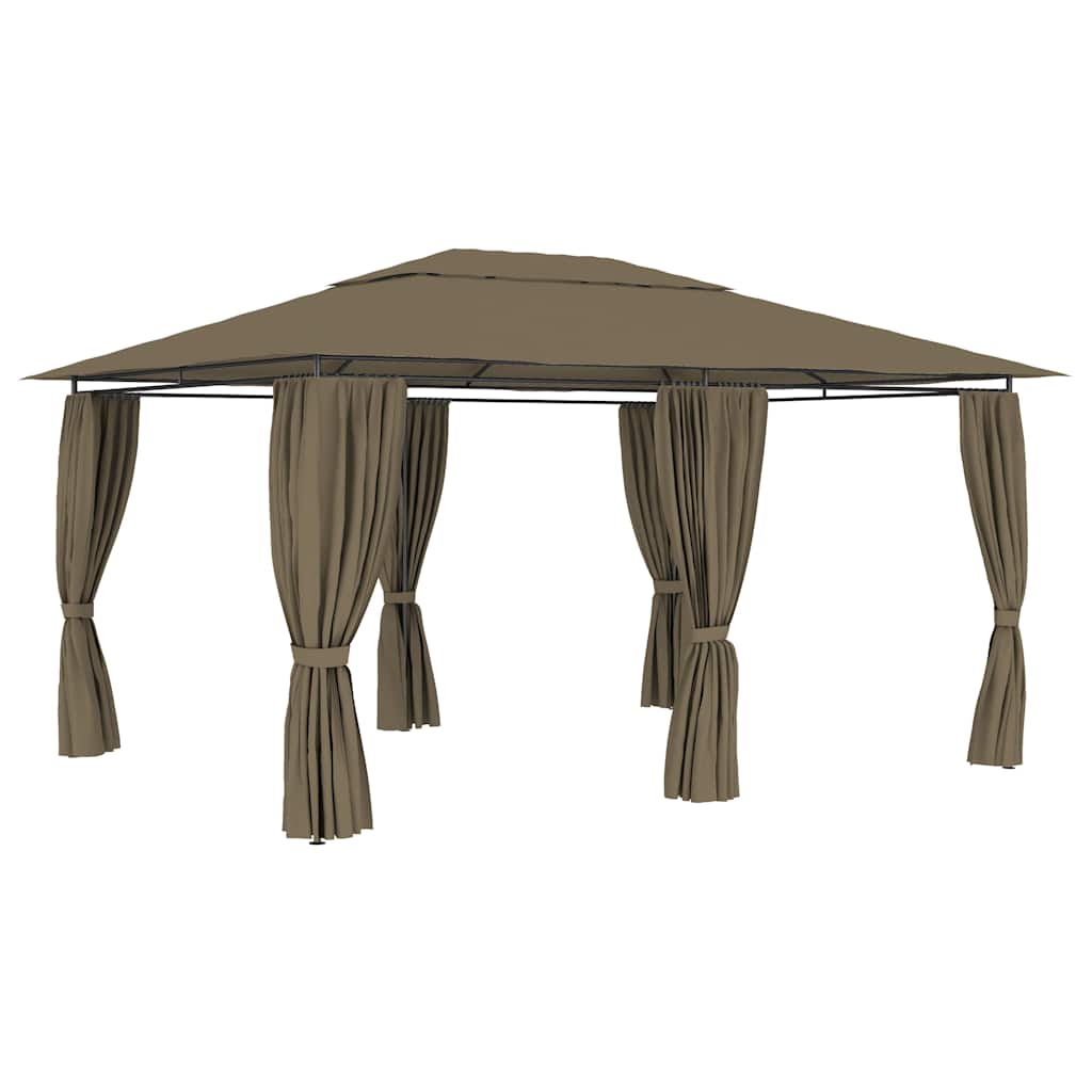 Vidaxl Garden Pavilion z zasłonami 180 g m² 4x3 m Taupe