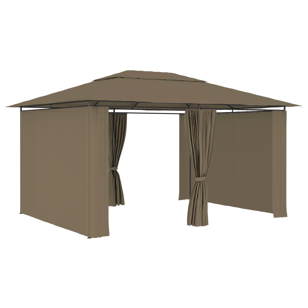 Vidaxl Garden Pavilion z zasłonami 180 g m² 4x3 m Taupe