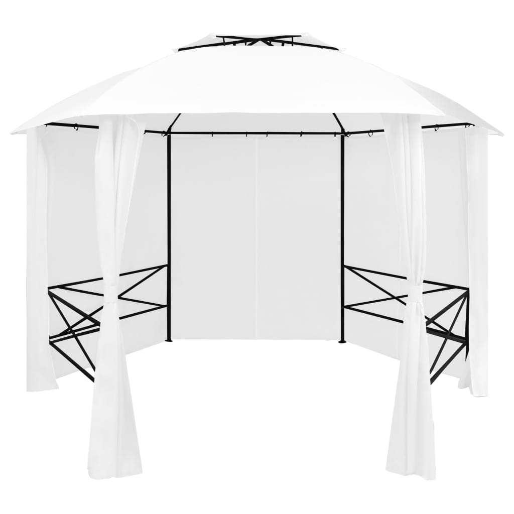 Vidaxl Gaart Pavillon mat Gardinen 180 g m² 30x311x265 cm wäiss