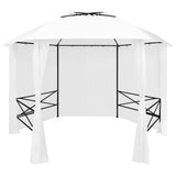 Vidaxl Garden Pavilion med gardiner 180 g m² 360x312x265 cm hvit