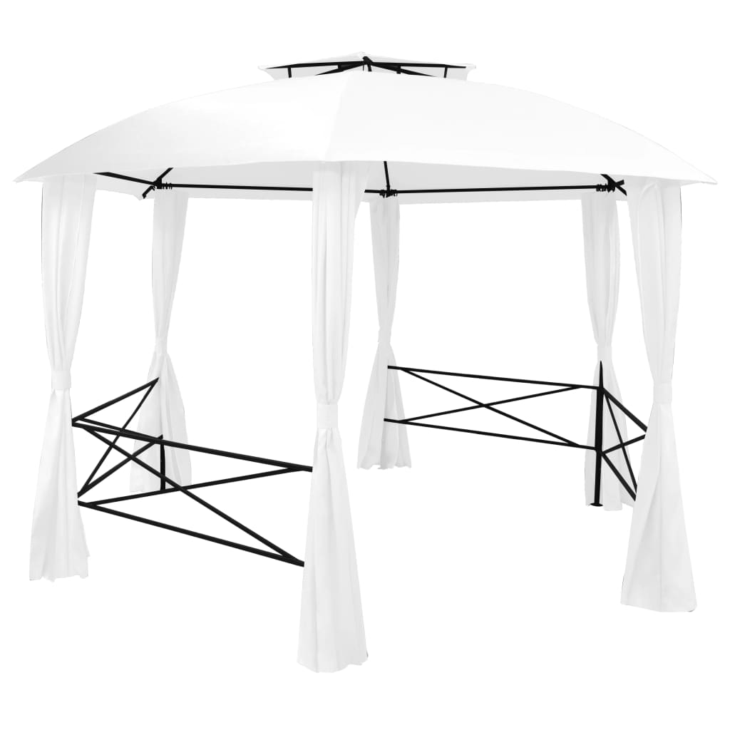 Vidaxl Garden Pavilion med gardiner 180 g m² 360x312x265 cm hvid