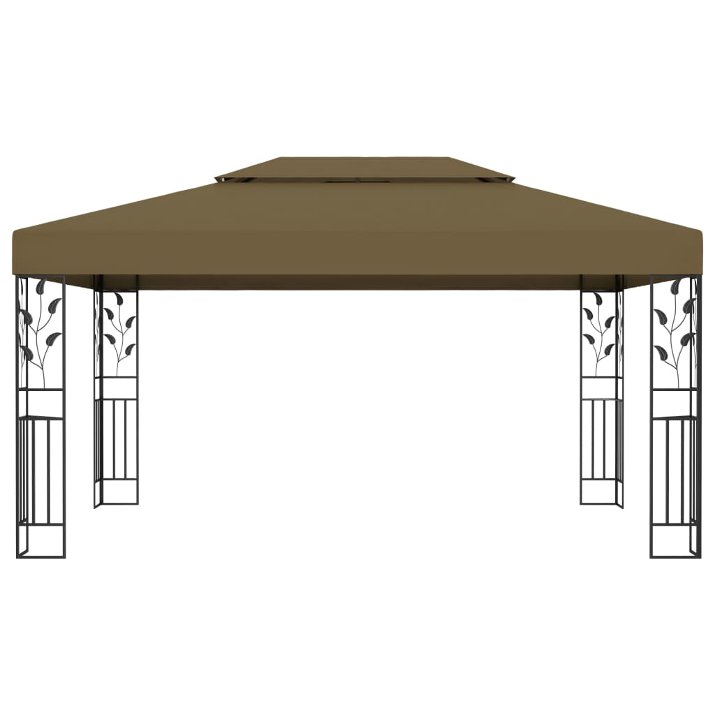 Vidaxl arbor with double roof 180 g m² 3x4 m taupe