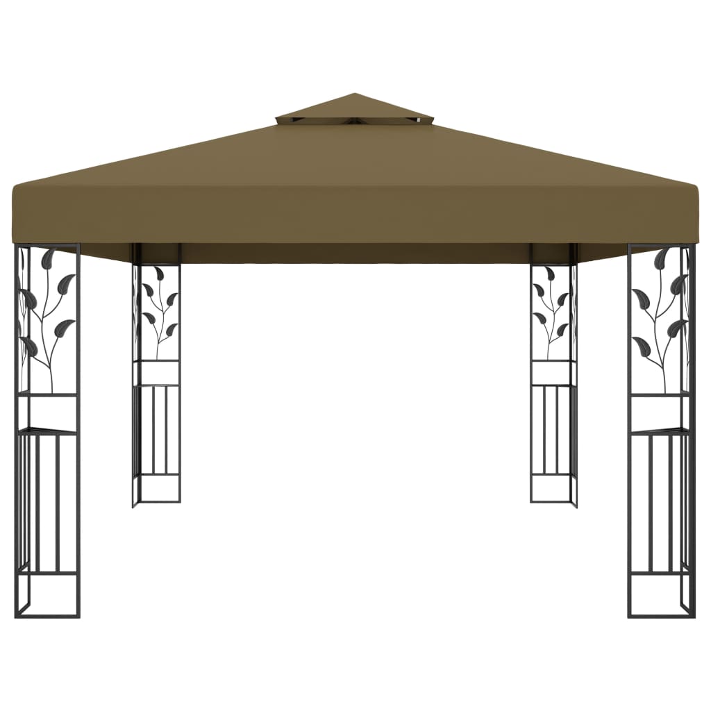 Vidaxl arbor with double roof 180 g m² 3x4 m taupe