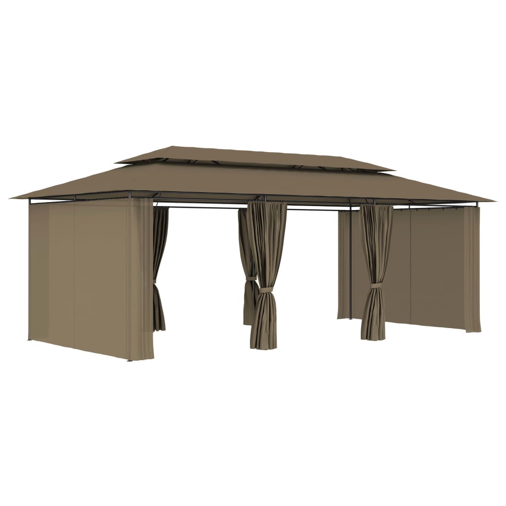 Vidaxl arbor with curtains 180 g m² 600x298x270 cm taupe