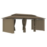 VidaXL Prieel met gordijnen 180 g m² 600x298x270 cm taupe