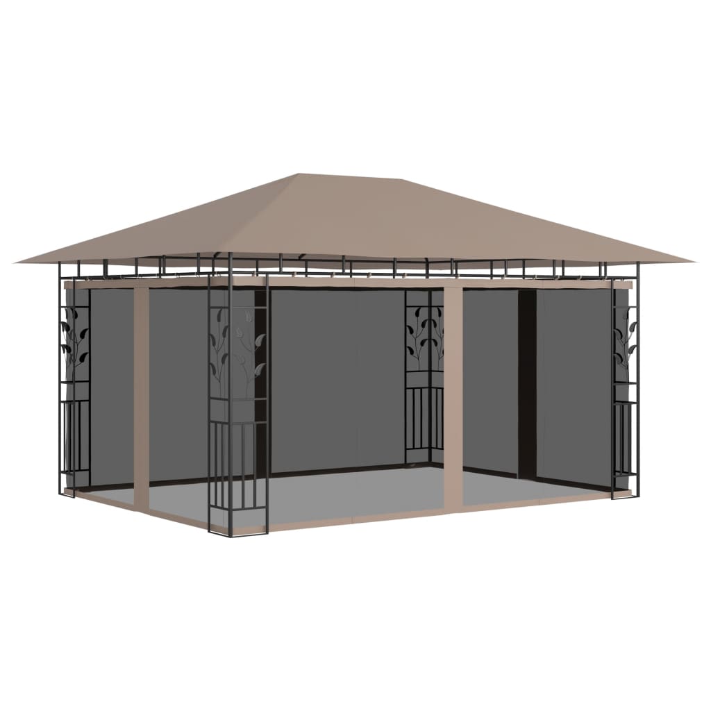 Vidaxl -Arbor mit Mückennetz 180 g m² 4x3x2,73 m Taupe